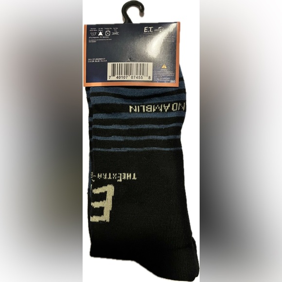 NIP E.T. crew socks blue and black men’s size 6-12 - Picture 3 of 3